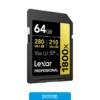 Almacenamiento Interno Tarjeta SDXC Lexar 1800X 64GB UHS-II C10, vista frontal Almacenamiento Interno Tarjeta SDXC Lexar 1800X 64GB UHS-II C10, vista frontal