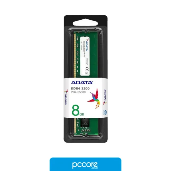 Componentes de PC Ram DDR4 8GB ADATA 3200MHZ Single Tray, detalle Componentes de PC Ram DDR4 8GB ADATA 3200MHZ Single Tray, detalle