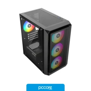 Componentes de PC Gabinete Raptor Infinity Mesh TG X2 Mid-Tower RGB Fan x 4, vista frontal