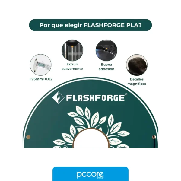 Impresoras Filamento Flashforge PLA ECOPLA Negro 1.75mm, vista frontal