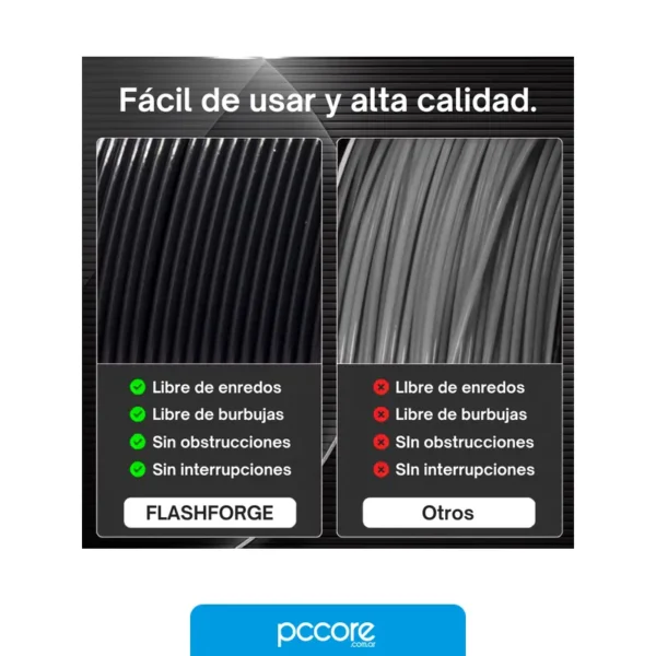 Impresoras Filamento Flashforge PLA ECOPLA Negro 1.75mm, detalle