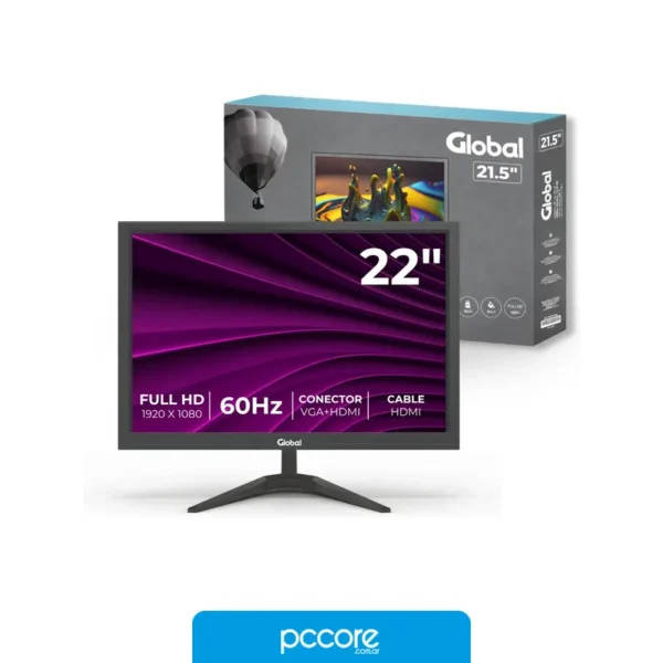 Monitores Monitor 22 Global Office 22 FHD HDMI Fuente externa, vista frontal