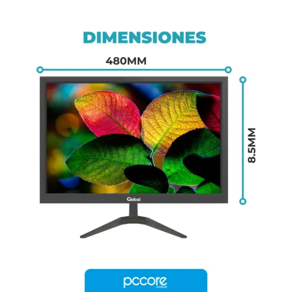 Monitores Monitor 19 Global Office 19 HD HDMI VGA Fuente externa, vista frontal