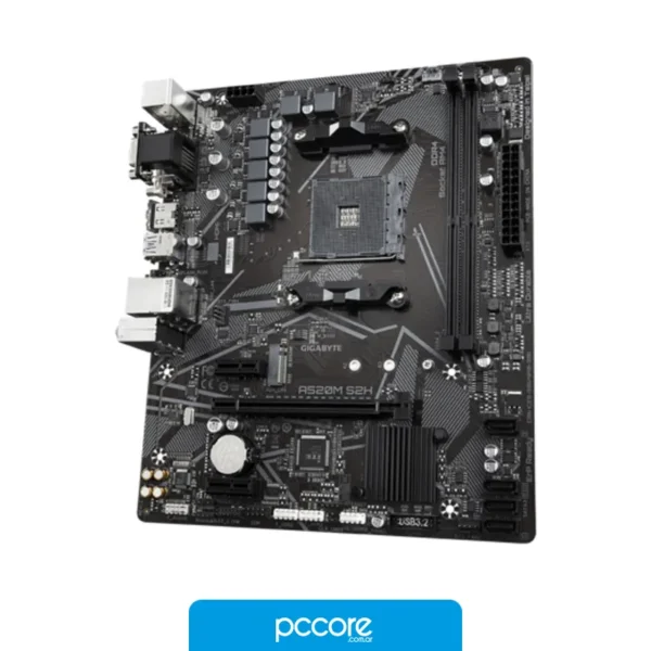 Motherboards Motherboard GIGABYTE A520M S2H Ultra Durable AM4 DDR4, vista lateral Motherboards Motherboard GIGABYTE A520M S2H Ultra Durable AM4 DDR4, vista lateral