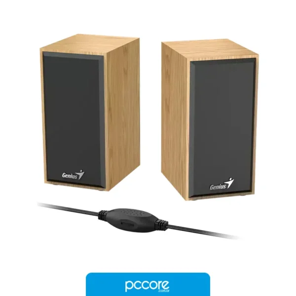 Parlantes Parlante Genius SP-HF180 6W Usb Pine Wood, vista lateral Parlantes Parlante Genius SP-HF180 6W Usb Pine Wood, vista lateral