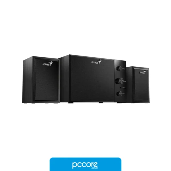 Parlantes Parlante Genius SW-2.1 350 10W Wood Black, vista frontal Parlantes Parlante Genius SW-2.1 350 10W Wood Black, vista frontal