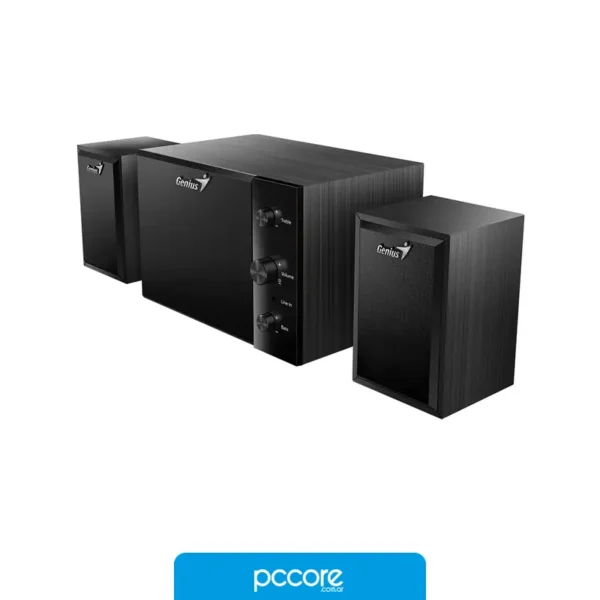 Parlantes Parlante Genius SW-2.1 350 10W Wood Black, vista lateral Parlantes Parlante Genius SW-2.1 350 10W Wood Black, vista lateral