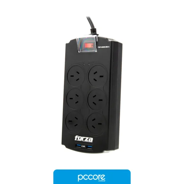 Protector Tensión FSP FORZA 2200W 6 Tomas, vista frontal