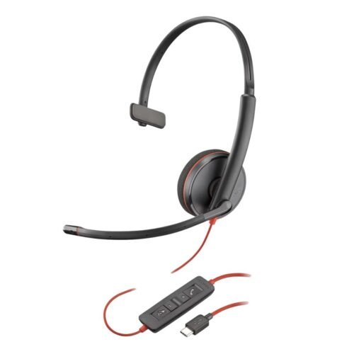 Auriculares monoaurales USB-C Poly Blackwire 3210 + adaptador USB-C/A Bulk – 8X214A6