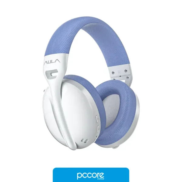 Audio Auriculares AULA S6 Wireless+Miniplug+BT Blue White White Blue, vista frontal