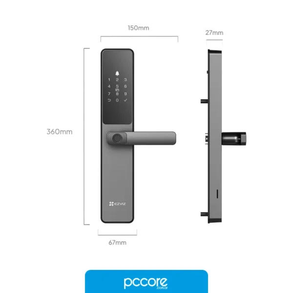 Cámaras de Seguridad Cerradura Ezviz Wifi DL05 Con Pasador, vista lateral