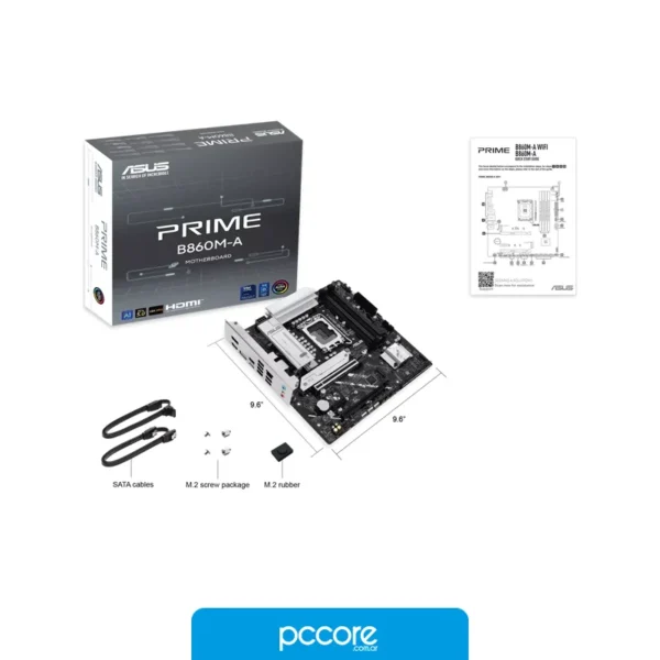 Componentes de PC Motherboard ASUS PRIME B860M-A LGA1851 DDR5, vista frontal