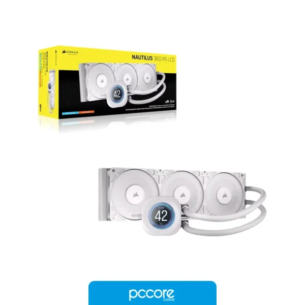 Componentes de PC Liquid cooler CORSAIR NAUTILUS 360 RS LCD Blanco, vista frontal