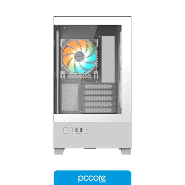 Componentes de PC Gabinete GIGABYTE C201 PANORAMIC ICE BLANCO Mid Tower S/Fuente, vista lateral