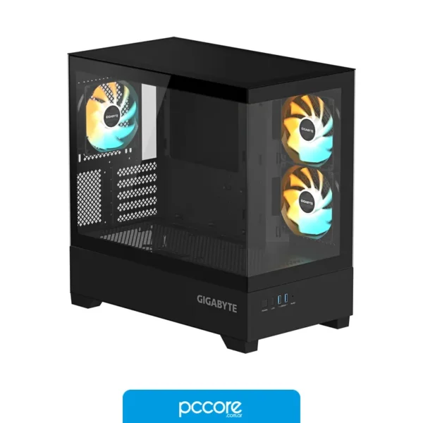 Componentes de PC Gabinete GIGABYTE C201 PANORAMIC NEGRO Mid Tower S/Fuente, vista frontal