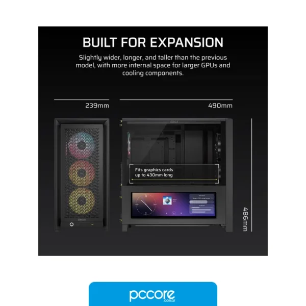 Gabinetes Gabinete CORSAIR FRAME 4000D LCD RS Performance Mid-Tower Negro, detalle Gabinetes Gabinete CORSAIR FRAME 4000D LCD RS Performance Mid-Tower Negro, detalle