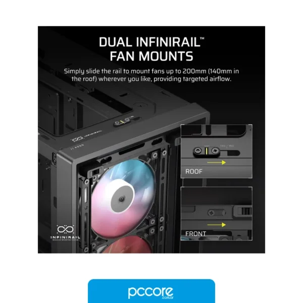 Gabinetes Gabinete CORSAIR FRAME 4000D LCD RS Performance Mid-Tower Negro, vista posterior Gabinetes Gabinete CORSAIR FRAME 4000D LCD RS Performance Mid-Tower Negro, vista posterior