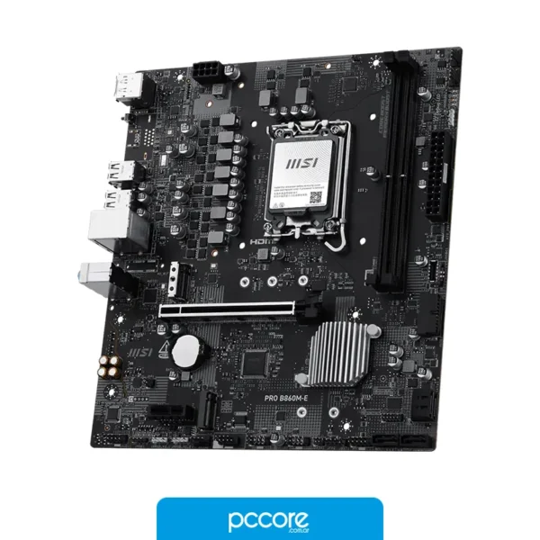 Motherboards Motherboard MSI PRO B860M-E LGA 1851 DDR5, vista posterior Motherboards Motherboard MSI PRO B860M-E LGA 1851 DDR5, vista posterior