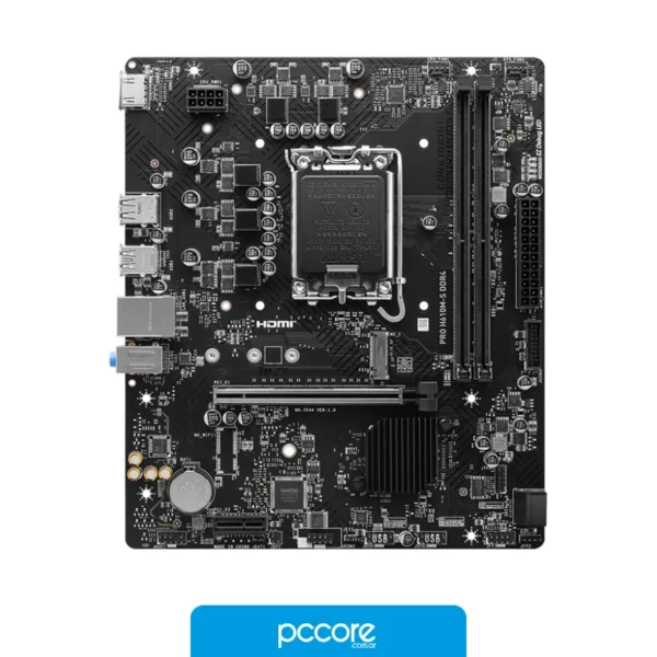 Motherboards Motherboard MSI PRO H610M-S LGA1700 DDR4, vista frontal Motherboards Motherboard MSI PRO H610M-S LGA1700 DDR4, vista frontal