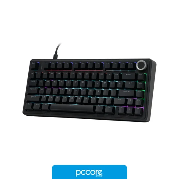 Periféricos Teclado AULA F75 Red Switch Mecanico Rainbow RGB Usb Black Ingles Black Red, vista posterior Periféricos Teclado AULA F75 Red Switch Mecanico Rainbow RGB Usb Black Ingles Black Red, vista posterior