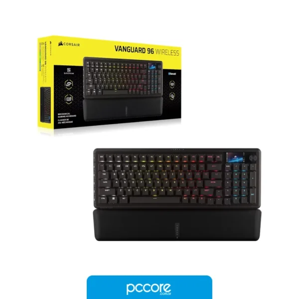 Periféricos Teclado gamer CORSAIR VANGUARD 96 Mecánico inalámbrico Backlit RGB LED MLX Plasma Negro, vista frontal