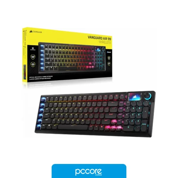 Periféricos Teclado gamer CORSAIR Vanguard Air 99 Inalámbrico Low Profile Optical-Mechanical RGB LED Negro, vista fronta Periféricos Teclado gamer CORSAIR Vanguard Air 99 Inalámbrico Low Profile Optical-Mechanical RGB LED Negro, vista fronta