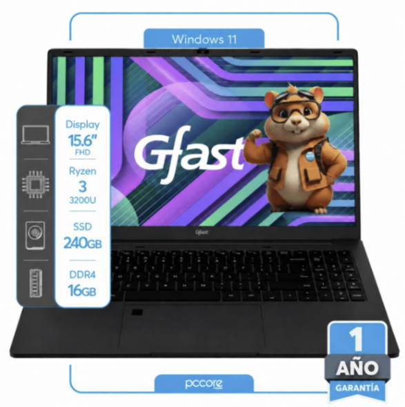 Notebook Gfast N-320R Ryzen 3 3200U 16GB 240SSD 15.6 FHD Win 11 Tec Retroiluminado