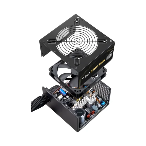 Fuentes Fuente Cooler Master MWE Gold 750W 80 Plus NM FR A/AR cord, vista lateral