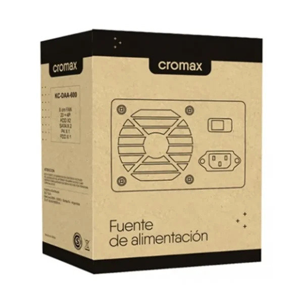 Fuentes Fuente CROMAX KC-DDA-600 600W Standard ATX Fijo, vista lateral