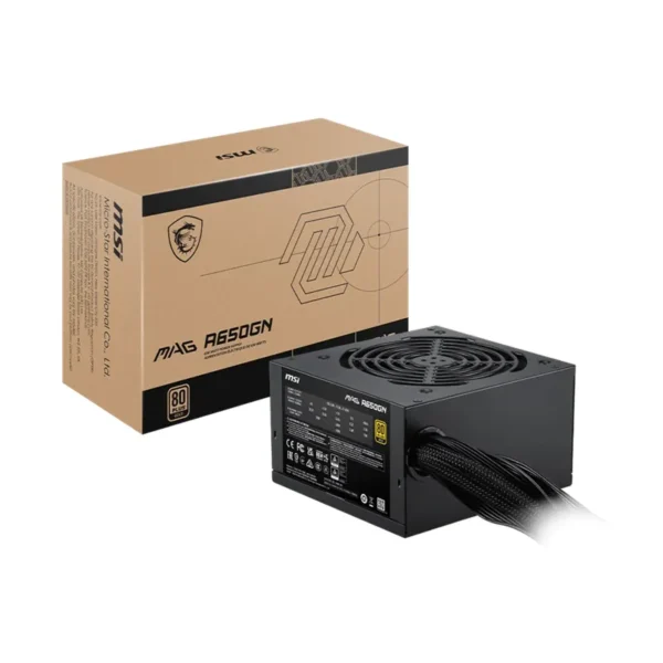 Fuentes Fuente 650W MSI MAG A650GN II 80 Plus Glod ATX, vista posterior