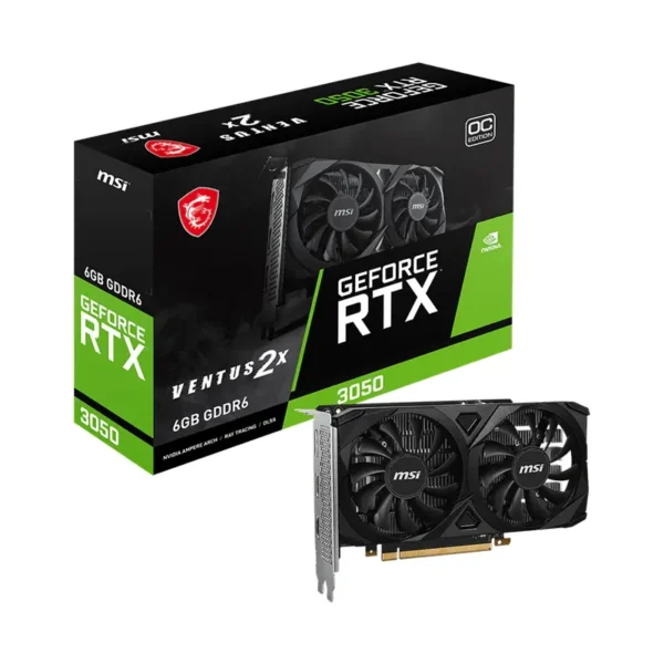 Placas de Video Placa de Video MSI NVIDIA RTX 3050 VENTUS 6G OC, vista frontal Placas de Video Placa de Video MSI NVIDIA RTX 3050 VENTUS 6G OC, vista frontal